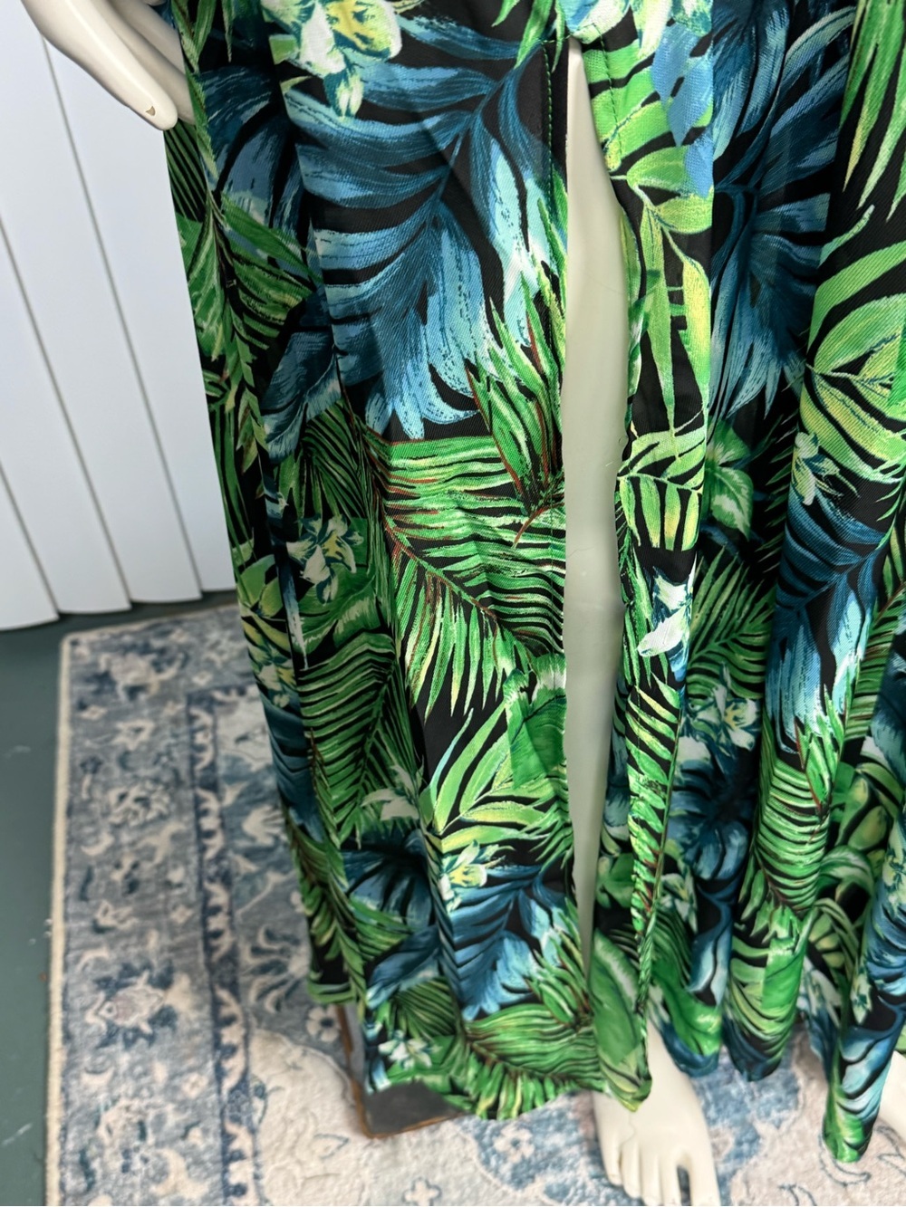 HYFVE Green Tropical Leaf Print Crisscross Back Maxi Dress Size L - Picture 8 of 16
